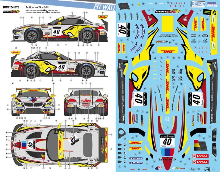 Bmw Z4 Gt3 Marc Vds 24hours Of Spa 2011 Decals Fujimi