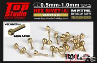 0.8mm Hex Rivets (A) Brass x10