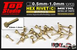 0.7mm Hex Rivets (c) Brass x10