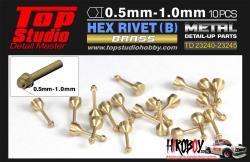 0.9mm Hex Rivets (B) Brass x10