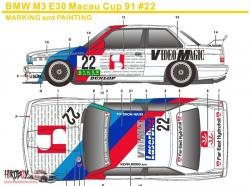 1:24 BMW M3 E30 Macau Cup 1991 #22 Video Magic Decals