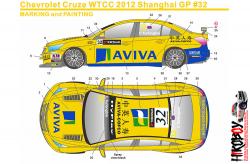 1:24 Chevrolet Cruze WTCC 12 Shanghai GP #32 Aviva Decals for (Beemax)