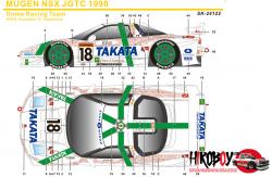 1:24 Mugen Honda NSX JGTC 1998 Dome Racing Team Decals (Tamiya)