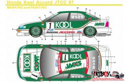 1:24 KOOL Honda Accord JTCC 1997 Decals (for Tamiya kit #24138)