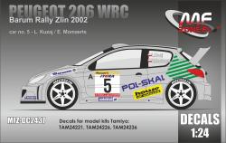 1:24 Peugeot 206 WRC Kuzaj - Barum Rally Zlin 2002 Decals