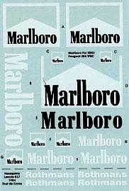 1:24 Marlboro Decal for Peugeot 206 + Rothmans Decal