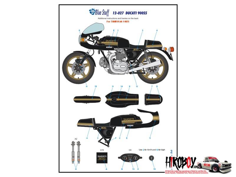 1/12 DUCATI 900SS REPLACEMENT DECAL for TAMIYA 1978 & 1977 LIVERY 