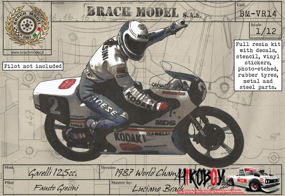 希少 BrachModel BM-VR14 1/12 ガレリ Garelli 1:12 Garelli 125cc. 1987 World Champion, Rider Fausto Gresini | BM