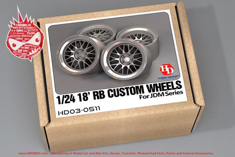 Hobby Design 1/24 18' Advan Racing R6 Wheels resin, metal wheels & Decals 