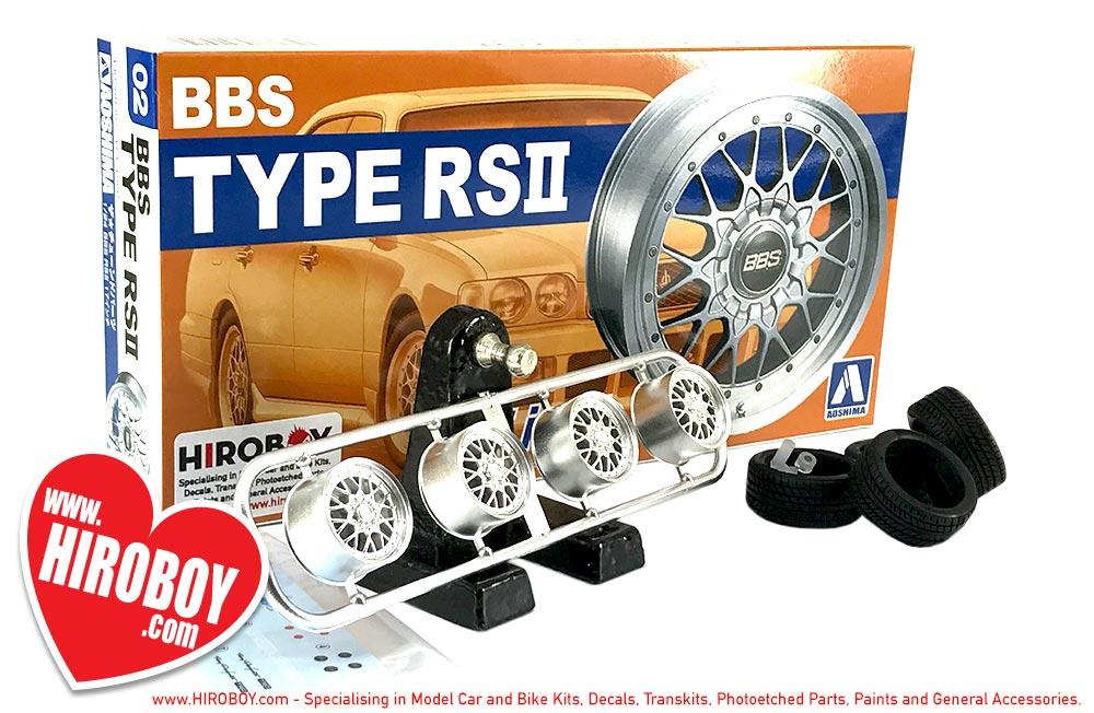 Aoshima 1//24 BBS RSII 17 Inch 4 wheels /& tires
