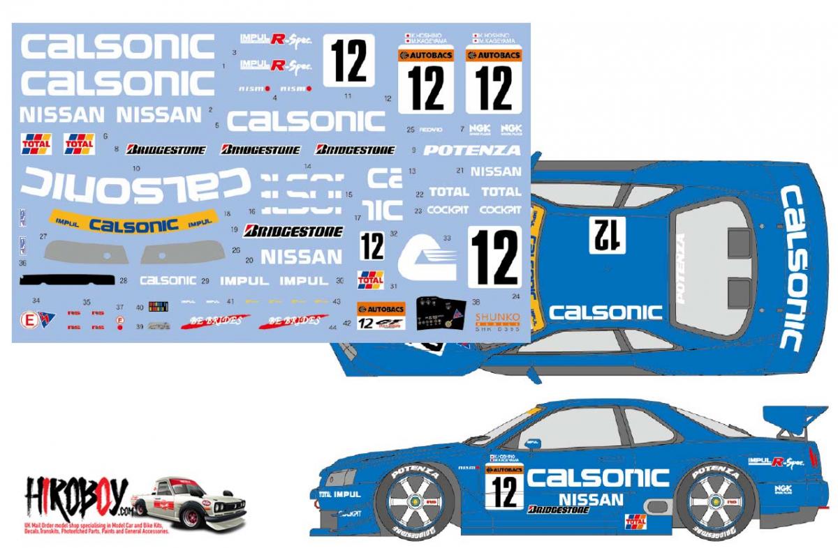 1 24 Calsonic Nissan Skyline R34 Gt R 1999 Decals For Tamiya Shk D395 Shunko Models