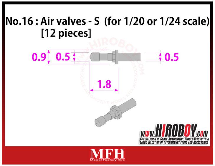 MFH Model Factory Hiro 1/12 Air valves-L No.15 12 pcs P1031 from Japan F/S 