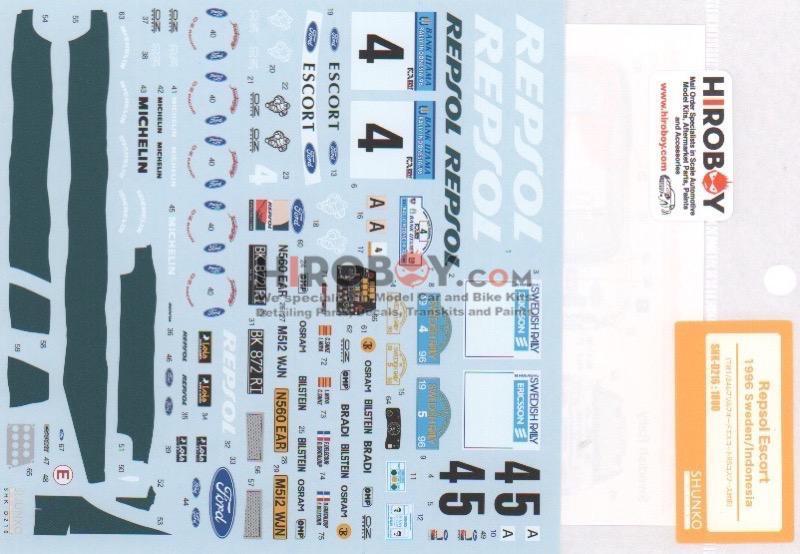 Planche de Stickers TAMIYA Ford Escort RS - TAMIYA 9490028 - 1/10