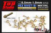 1.0mm Hex Rivets (B) Brass x10