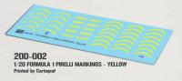 1:20 Formula 1 Pirelli Yellow Tyre Decals