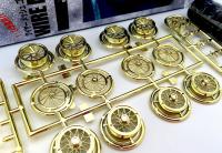 1:24 15" Wire Mesh (Gold Wide) Wheels and Tyres