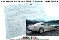 1:24 Ferrari 599 GTB HGTE China Porcelain Limited Edition Decals