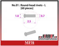 Metal Rivets Series No.01 - Round-head rivets  L [60 pieces] P1008
