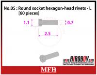 Metal Rivets Series No.05 : Round socket hexagon-head rivets  L [60 pieces] P1012