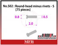 Metal Rivets Series No.S02 : Round-head minus rivets  S [75 pieces] P1018