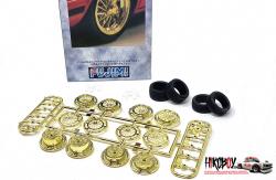 1:24 17" Wire Mesh (Gold) (Narrow) Wheels and Tyres (#20)