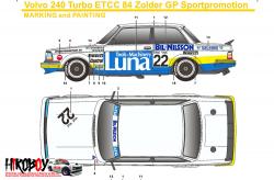 1:24 Volvo 240 Tubro ETCC 84 Zolder GP Sportpromotion Decals (Beemax)