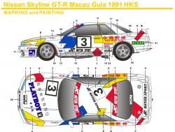 1:24 Nissan Skyline R32 GT-R Macau Guia 1991 HKS Decals