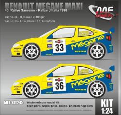 1:24 Renault Megane Maxi Rowe, Laukkanen - Rallye Sanremo 1998 Resin Kit