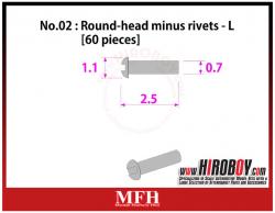 Metal Rivets Series No.02 - Round-head minus rivets  L [60 pieces] P1009
