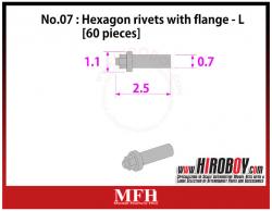Metal Rivets Series No.07 : Hexagon rivets with flange  L [60 pieces] P1014