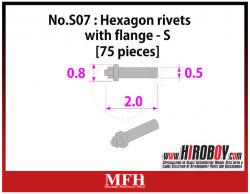 Metal Rivets Series No.S07 : Hexagon rivets with flange  S [75 pieces] P1023