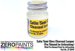 Satin (Semi Gloss) Clearcoat Lacquer 30ml (Pre-Thinned for Airbrushing)