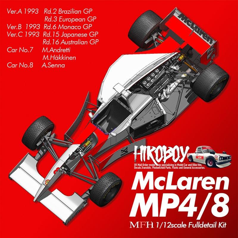 1:12 McLaren MP4/8 Ver.A : 1993 Rd.2 Brazilian GP / Rd.3 European GP #7 M.Andretti / #8 A.Senna