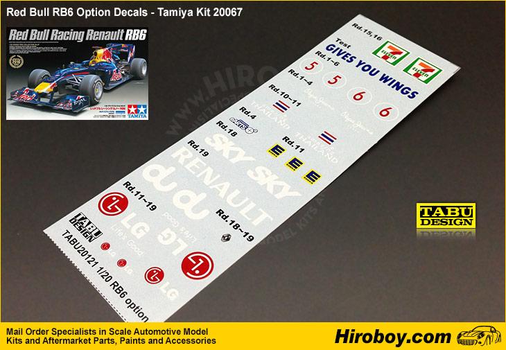 1:20 Red Bull RB6 Option Decal for Tamiya Kit 20067