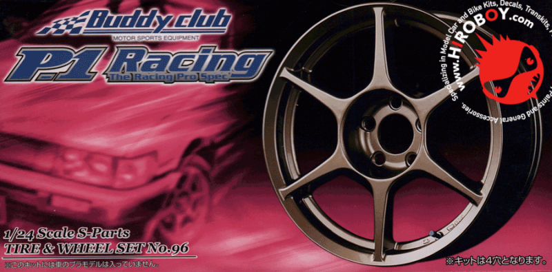 1:24 16" Buddy Club P1 Racing Wheels and Tyres
