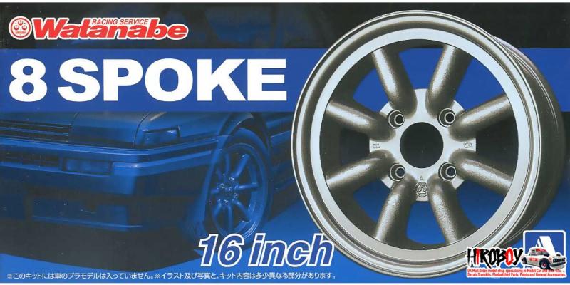 1:24 16" RS Watanabe 8 Spoke Wheels and Tyres