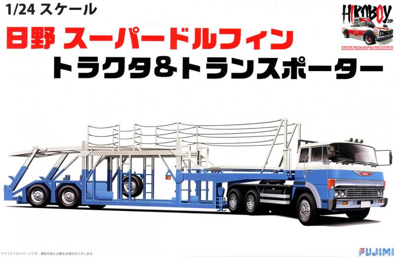 1:24 Hino Super Dolphin Tractor and Car Transporter Trailer