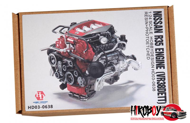1:24 Nissan R35 GT-R Engine Full Detail Kit (VR38DETT)  (Resin+PE+Decals+Metal Logo+Metal Parts)