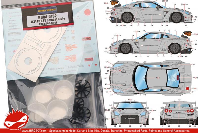 1:24 LB Performance Nissan GT-R R35 Combat Style Parts for HD03-0347( HD04-0132)