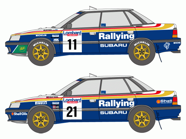 1:24 Subaru Legacy RS 1991 RAC Rally Work Team Decals for Hasegawa