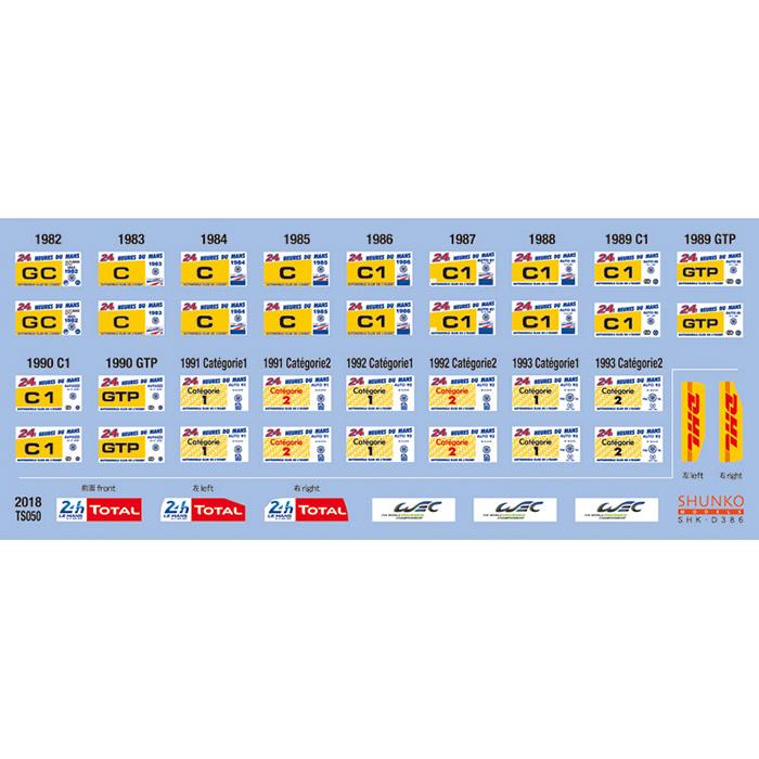 1:24 Le Mans Scrutineering Tags Group C and 2018 TS050 Decals