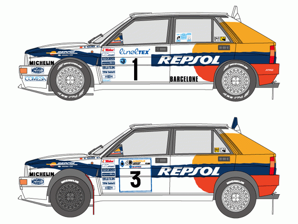 1:24 Respol Lancia Super Delta HF Integrale Acropolis / Montecarlo Rally 1993 Decals (Hasegawa)