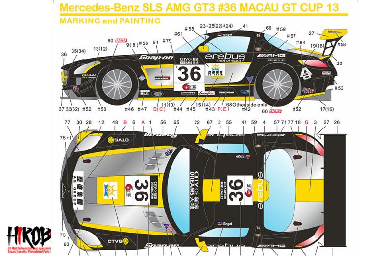 1:24 Mercedes-AMG SLS GT3 #36 FIA World Cup Macau 2013 Decals (Fujimi)