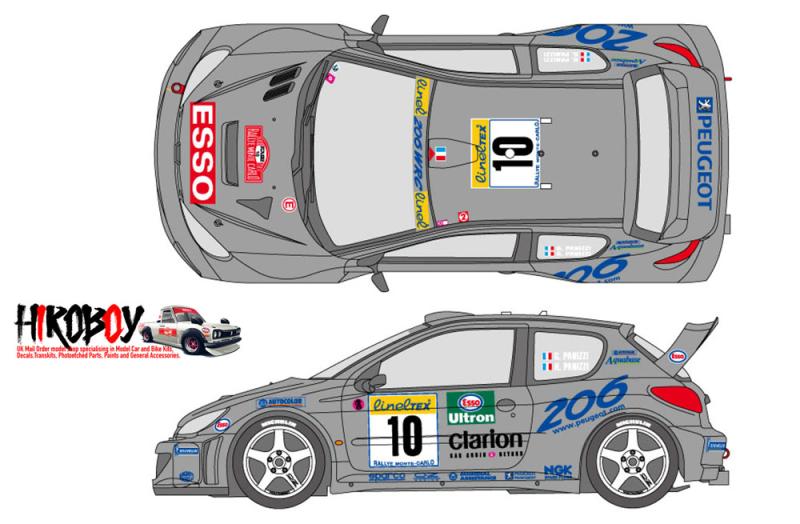 1:24 Peugeot 206 Works Team 2000 Monte Carlo Decals (Tamiya)