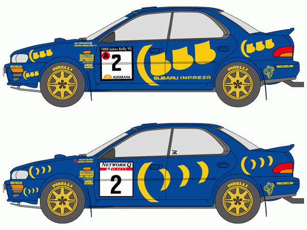 1:24 Subaru Impreza 555 (Three Fives) 1993 1000 Lakes Rally/RAC Rally Decals (Hasegawa)