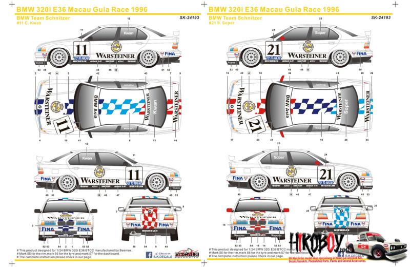 1:24 BMW 320i E36 Macau Guia Race 1996 BMW Team Schnitzer