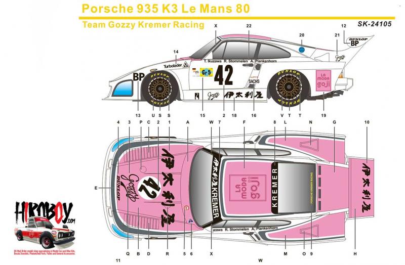 1:24 Porsche 935 K3 Le Mans 80 Team Gozzy Kremer Racing Decals (NuNu)