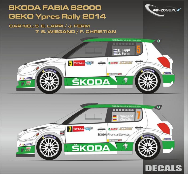 1:24 Skoda Fabia s2000 Lappi / Wiegand - Geko Ypres Rally 2014 Decals