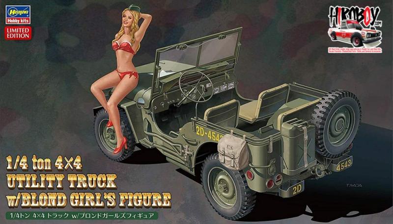 1:24 Willys Jeep - 1944 WWII U.S. 1/4 ton 4x4 Utility Truck With Blonde Girl Figure