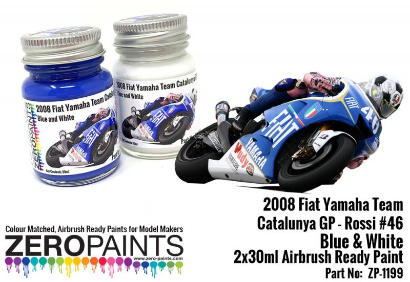 2008 Fiat Yamaha Team Catalunya GP - Rossi #46 Blue & White - 2x30ml